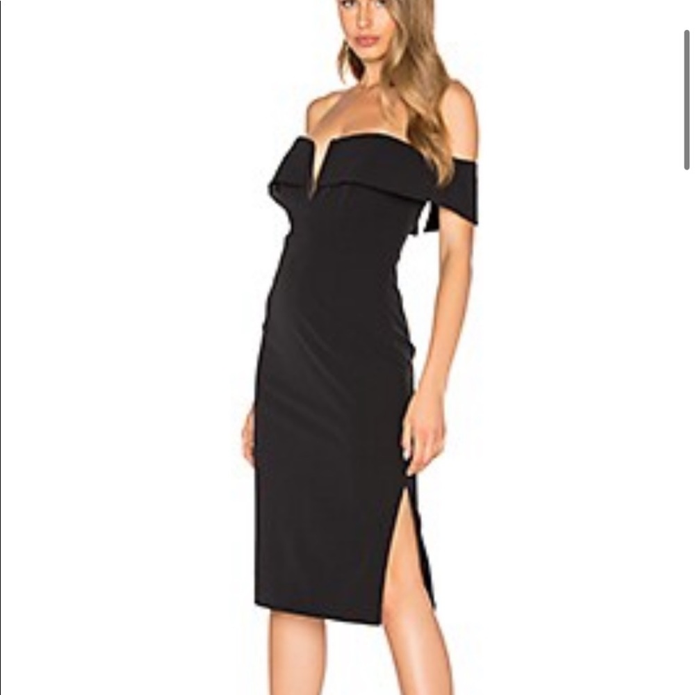Candice Midi Bardot Dress S Black LBD